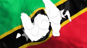 Ragged Saint Kitts and Nevis flag, white background, 3d rendering