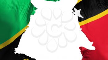Saint Kitts and Nevis flag ripped apart, white background, 3d rendering