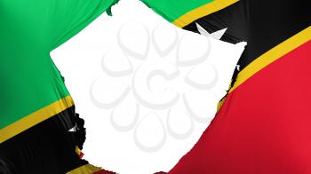Cracked Saint Kitts and Nevis flag, white background, 3d rendering