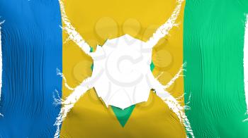 Saint Vincent and Grenadines flag with a hole, white background, 3d rendering