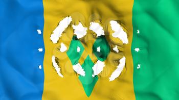 Saint Vincent and Grenadines flag with a small holes, white background, 3d rendering