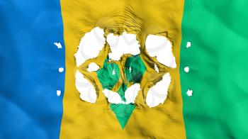 Holes in Saint Vincent and Grenadines flag, white background, 3d rendering