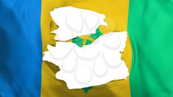 Tattered Saint Vincent and Grenadines flag, white background, 3d rendering