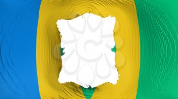 Square hole in the Saint Vincent and Grenadines flag, white background, 3d rendering