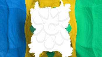 Ripped Saint Vincent and Grenadines flying flag, over white background, 3d rendering