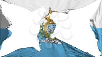 Destroyed San Marino flag, white background, 3d rendering
