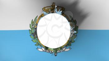 Hole cut in the flag of San Marino, white background, 3d rendering