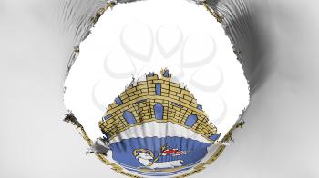 Big hole in San Juan city, capital of Puerto Rico state flag, white background, 3d rendering