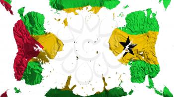 Scattered Sao Tome and Principe flag, white background, 3d rendering
