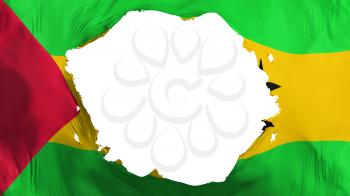Broken Sao Tome and Principe flag, white background, 3d rendering