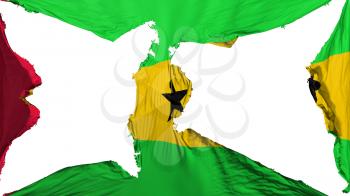 Destroyed Sao Tome and Principe flag, white background, 3d rendering