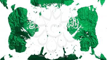 Scattered Saudi Arabia flag, white background, 3d rendering
