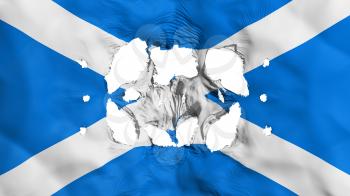 Holes in Scotland flag, white background, 3d rendering