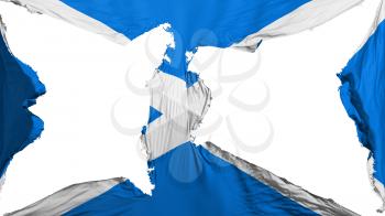 Destroyed Scotland flag, white background, 3d rendering