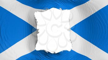 Square hole in the Scotland flag, white background, 3d rendering