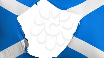 Cracked Scotland flag, white background, 3d rendering