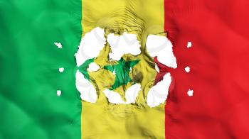 Holes in Senegal flag, white background, 3d rendering