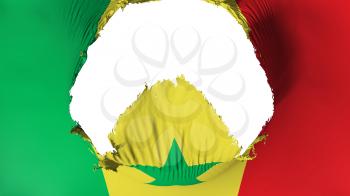 Big hole in Senegal flag, white background, 3d rendering