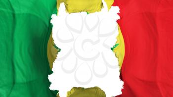 Ripped Senegal flying flag, over white background, 3d rendering