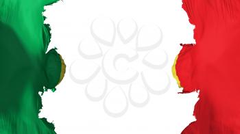 Blasted Senegal flag, against white background, 3d rendering