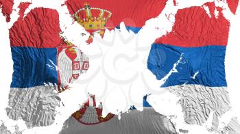 Serbia torn flag fluttering in the wind, over white background, 3d rendering