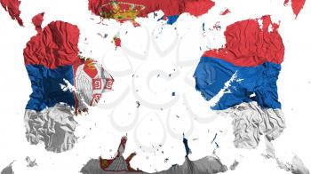Scattered Serbia flag, white background, 3d rendering