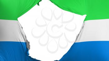 Cracked Sierra Leone flag, white background, 3d rendering