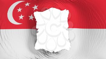 Square hole in the Singapore flag, white background, 3d rendering
