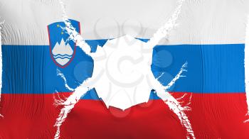 Slovenia flag with a hole, white background, 3d rendering