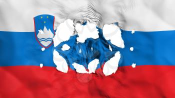 Holes in Slovenia flag, white background, 3d rendering