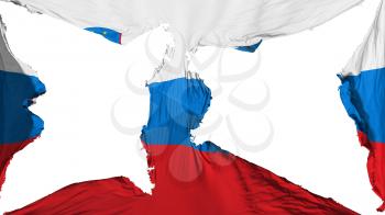 Destroyed Slovenia flag, white background, 3d rendering
