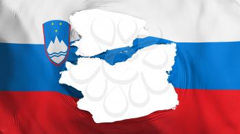 Tattered Slovenia flag, white background, 3d rendering