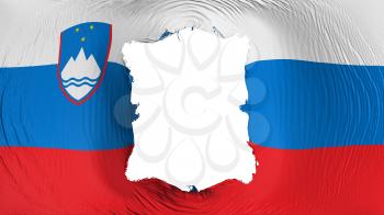 Square hole in the Slovenia flag, white background, 3d rendering
