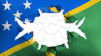Solomon Islands flag with a big hole, white background, 3d rendering