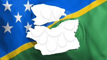 Tattered Solomon Islands flag, white background, 3d rendering