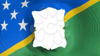 Square hole in the Solomon Islands flag, white background, 3d rendering