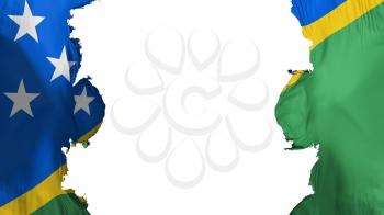 Blasted Solomon Islands flag, against white background, 3d rendering