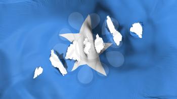 Somalia flag perforated, bullet holes, white background, 3d rendering