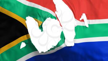 Ragged South Africa flag, white background, 3d rendering