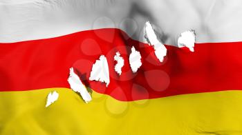 South Ossetia flag perforated, bullet holes, white background, 3d rendering