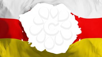Broken South Ossetia flag, white background, 3d rendering