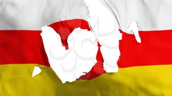 Ragged South Ossetia flag, white background, 3d rendering