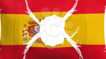 Spain flag with a hole, white background, 3d rendering