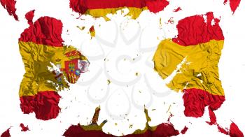 Scattered Spain flag, white background, 3d rendering
