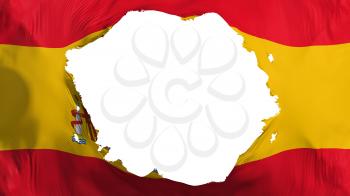 Broken Spain flag, white background, 3d rendering