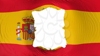 Square hole in the Spain flag, white background, 3d rendering