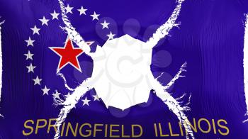 Springfield city, capital of Illinois state flag with a hole, white background, 3d rendering