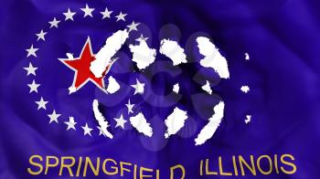 Springfield city, capital of Illinois state flag with a small holes, white background, 3d rendering
