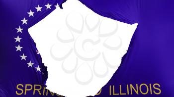 Cracked Springfield city, capital of Illinois state flag, white background, 3d rendering