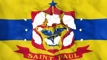 Holes in Saint Paul city city, capital of Minnesota state flag, white background, 3d rendering